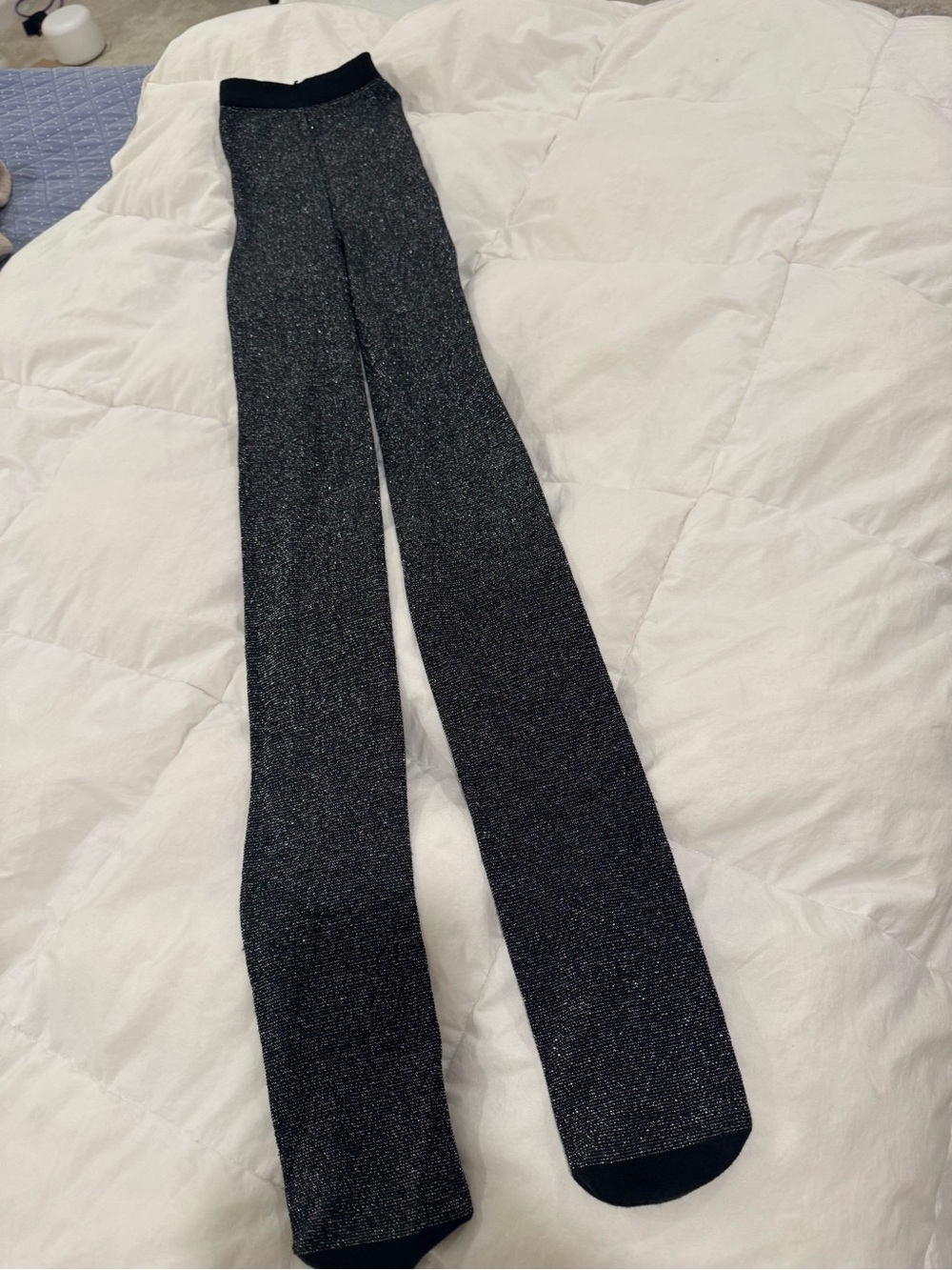 Sparkle Knit Long Black Tights - Women Accessories